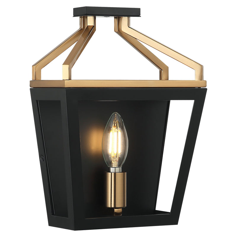 Matteo Lighting W67011BKAG One Light Wall Sconce, Black + Aged Gold Brass