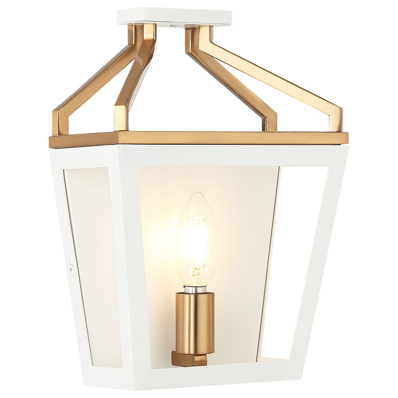 Matteo Lighting W67011WHAG One Light Wall Sconce, White + Aged Gold Brass