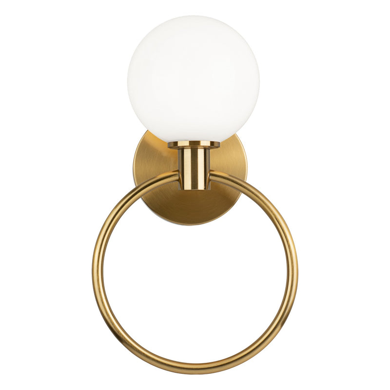 Matteo Lighting W71301AGOP One Light Wall Sconce, Aged Gold Brass