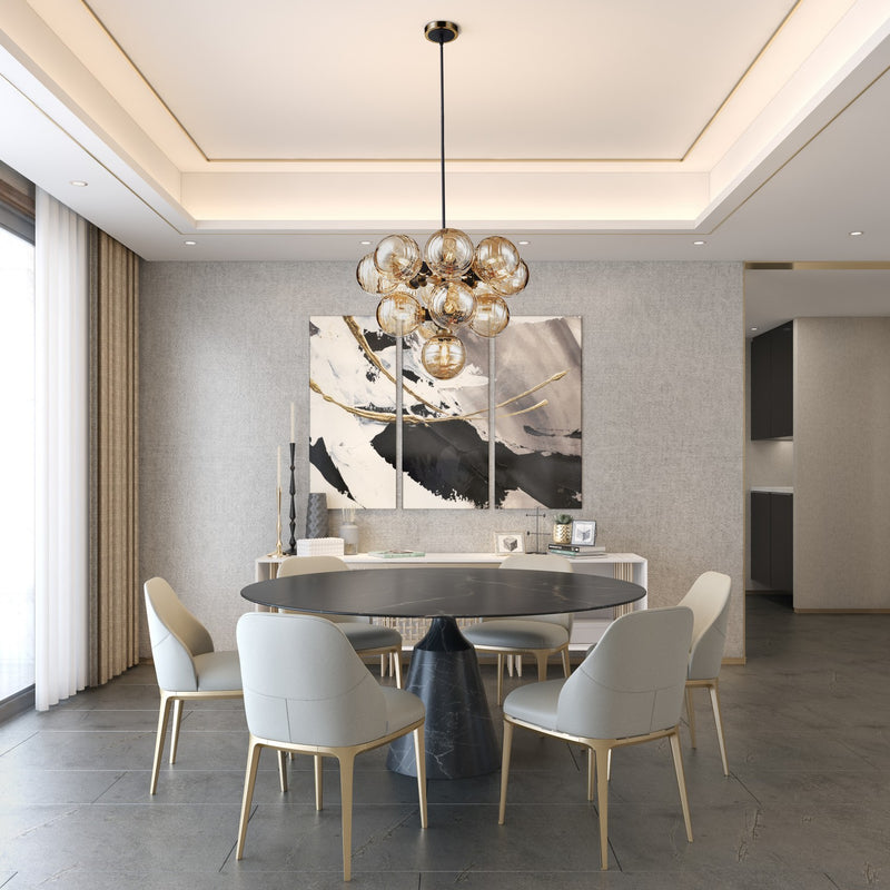 Artcraft AC11872AM 13 Light Chandelier, Black and Brushed Brass