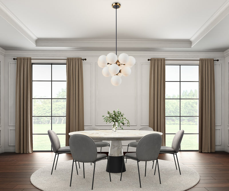 Artcraft AC11872WH 13 Light Chandelier, Black and Brushed Brass