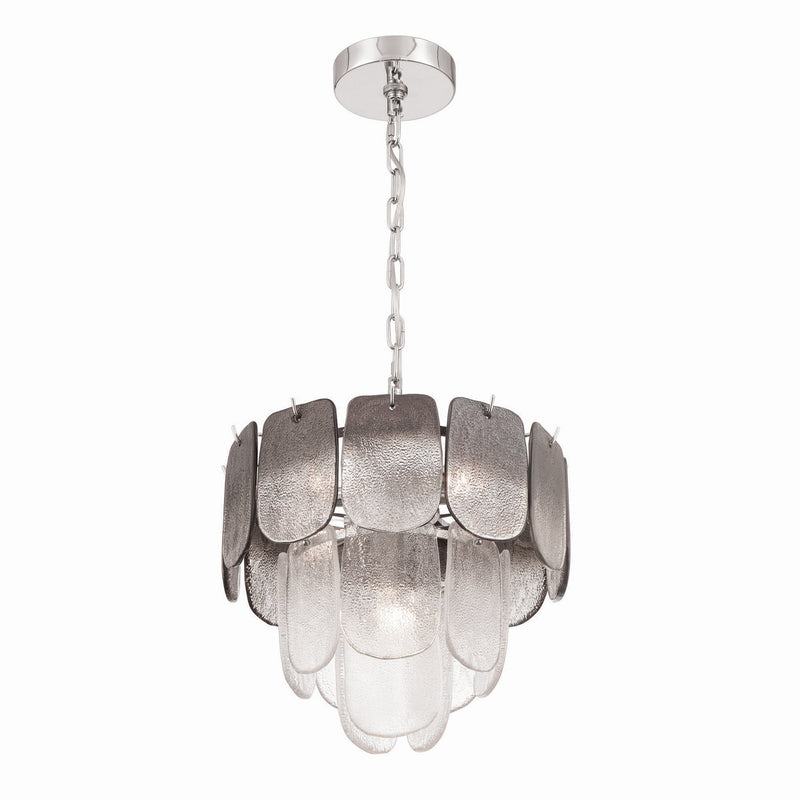 Artcraft AC12051CS Five Light Pendant, Polished Nickel, Crystalline Smoke