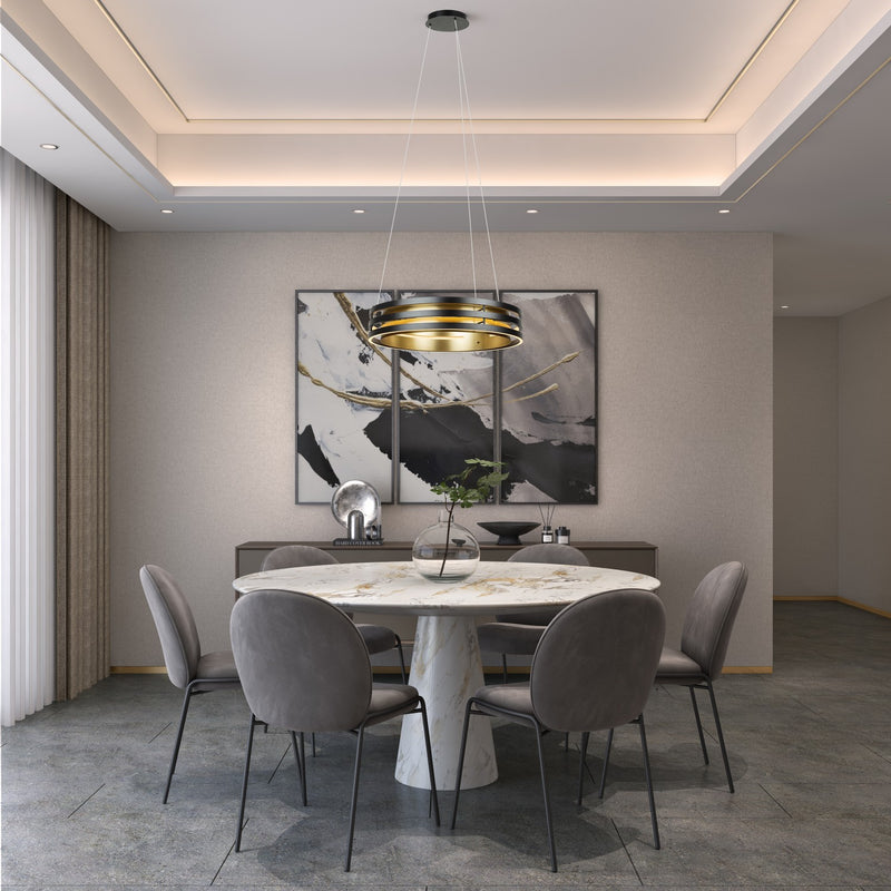Artcraft AC6750BB LED Chandelier, Black and Brushed Brass
