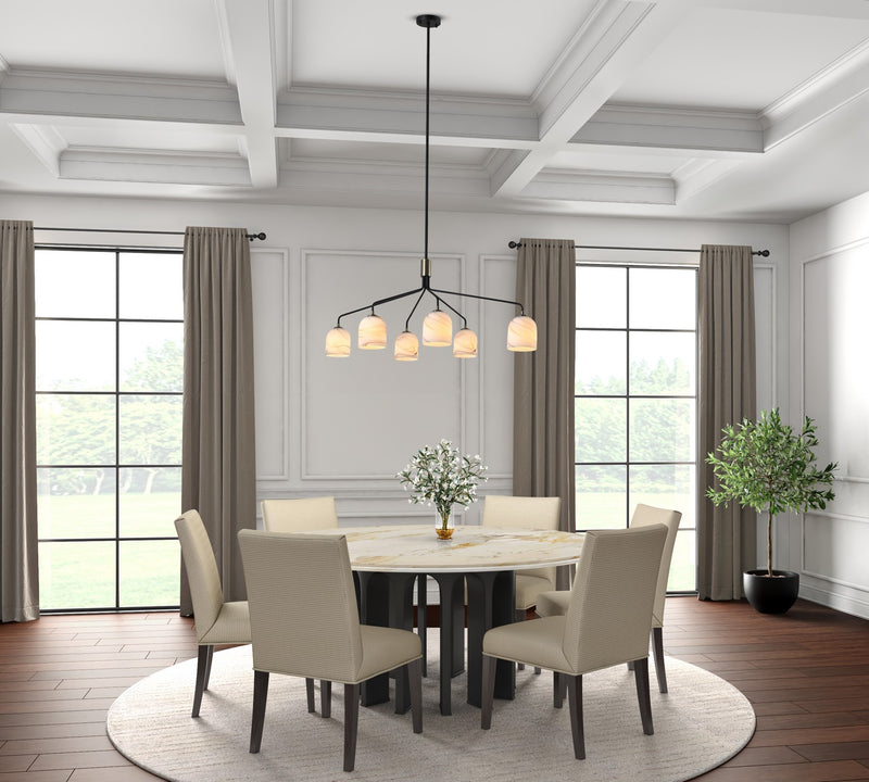 Artcraft SC13376BB Six Light Chandelier, Black, Brushed Brass