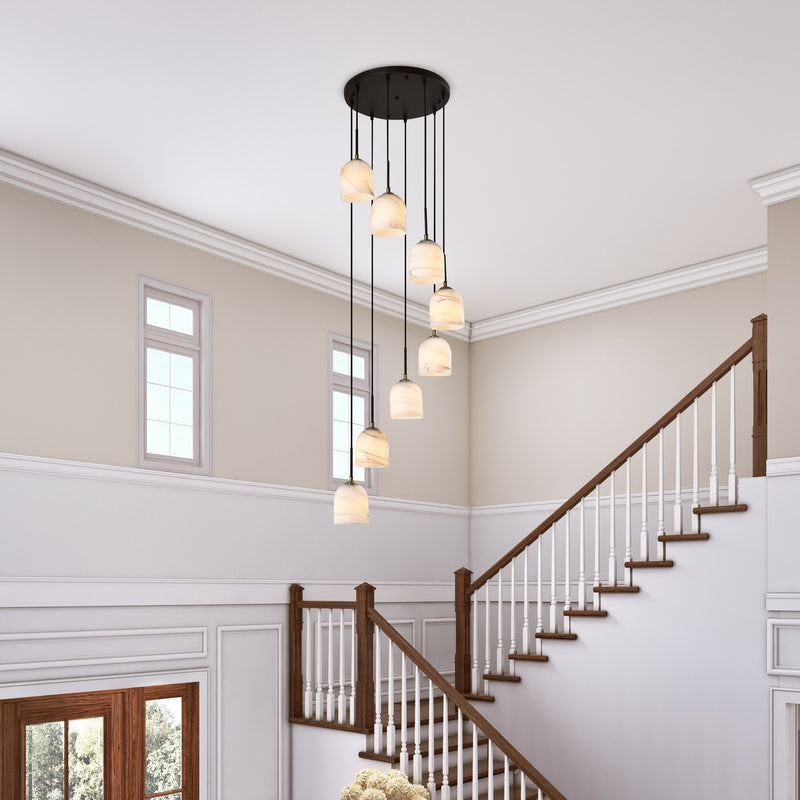 Artcraft SC13379BB Eight Light Chandelier, Black, Brushed Brass