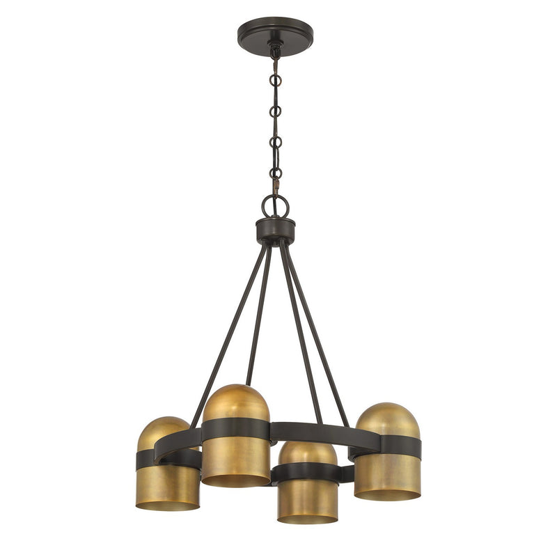 Savoy House 1-1151-4-333 Four Light Chandelier, Mediterranean Bronze/Riviera Brass