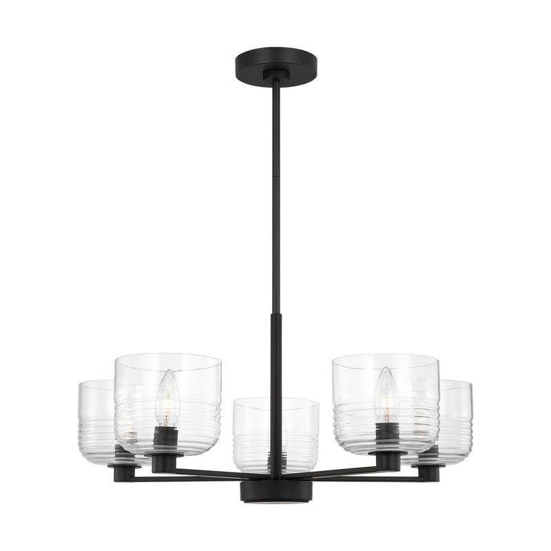 Visual Comfort Studio DJC1225MBK Five Light Chandelier, Midnight Black