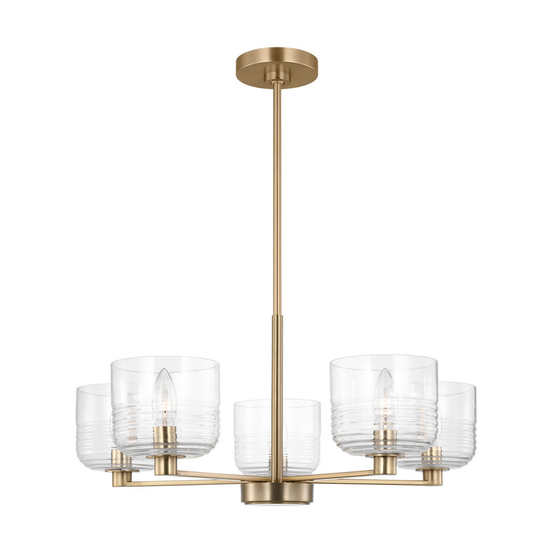 Visual Comfort Studio DJC1225SB Five Light Chandelier, Satin Brass