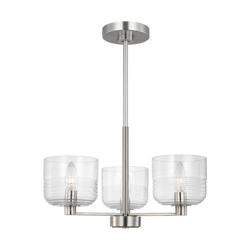 Visual Comfort Studio DJC1233BS Three Light Chandelier, Brushed Nickel