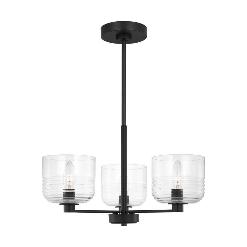 Visual Comfort Studio DJC1233MBK Three Light Chandelier, Midnight Black