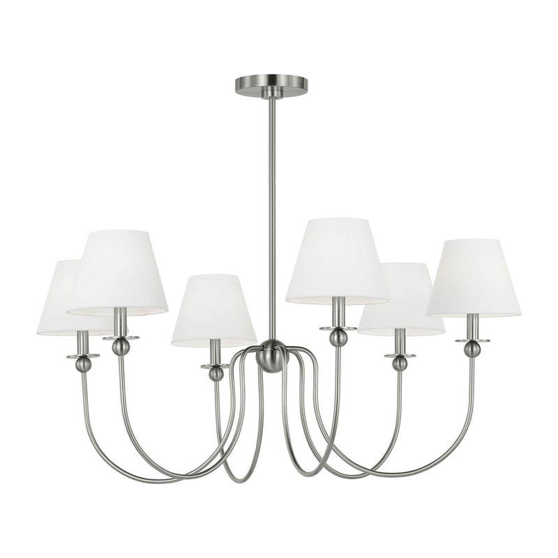 Visual Comfort Studio DJC1246BS Six Light Chandelier, Brushed Nickel