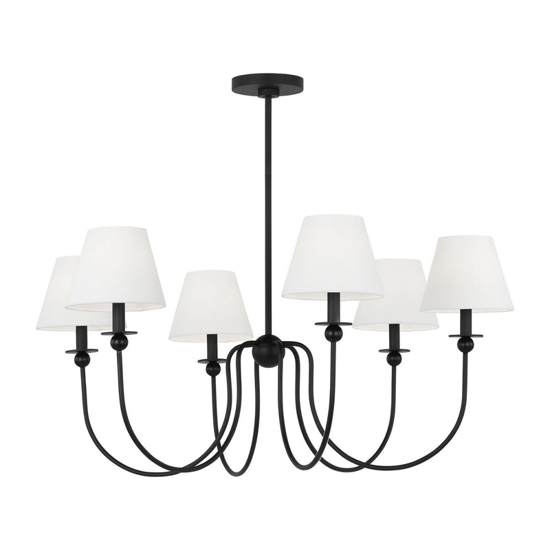 Visual Comfort Studio DJC1246MBK Six Light Chandelier, Midnight Black
