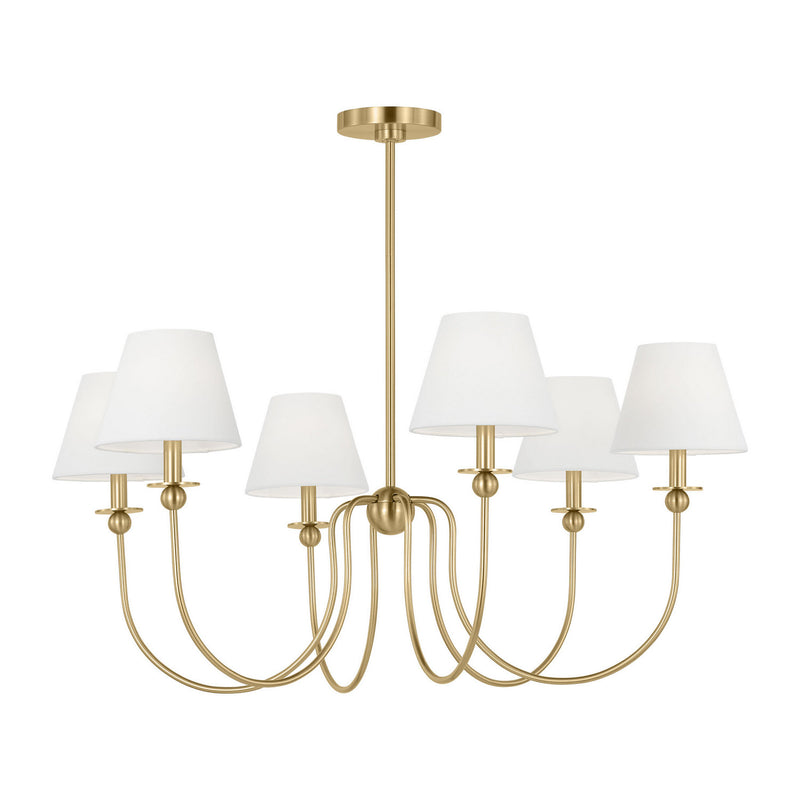 Visual Comfort Studio DJC1246SB Six Light Chandelier, Satin Brass