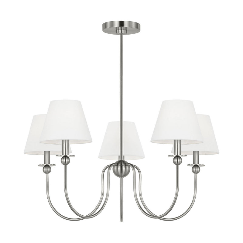 Visual Comfort Studio DJC1255BS Five Light Chandelier, Brushed Nickel