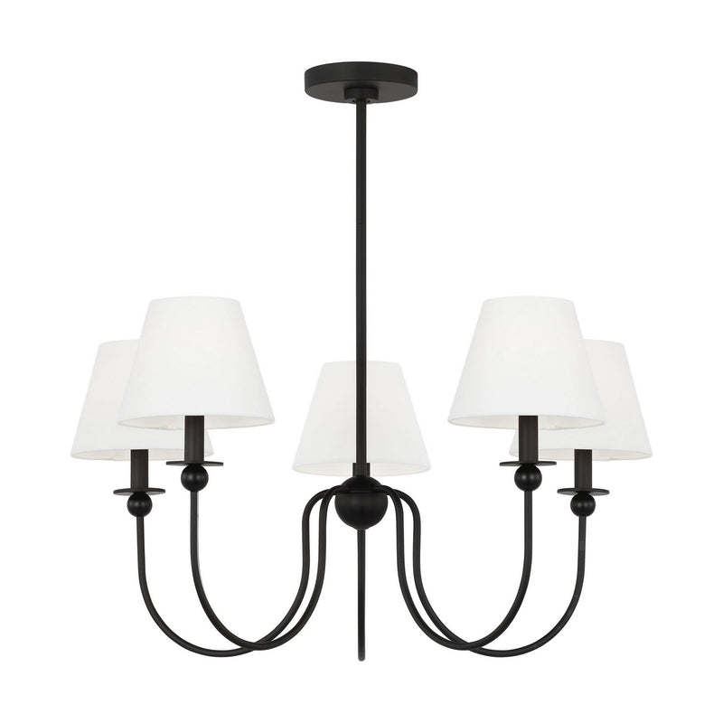 Visual Comfort Studio DJC1255MBK Five Light Chandelier, Midnight Black