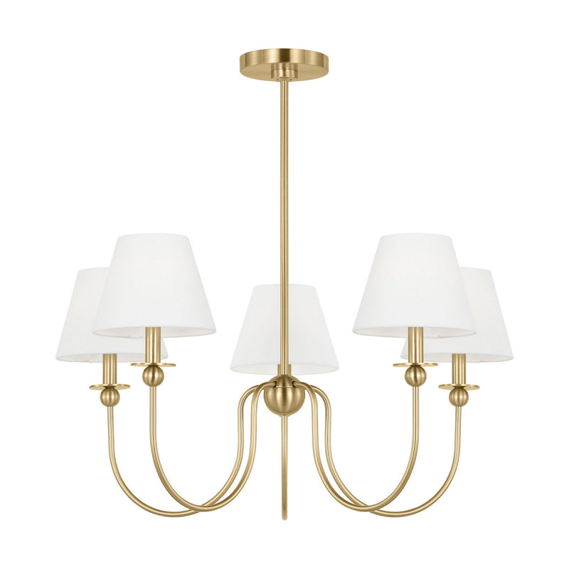 Visual Comfort Studio DJC1255SB Five Light Chandelier, Satin Brass