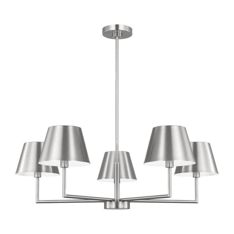 Visual Comfort Studio DJC1265BS Five Light Chandelier, Brushed Nickel