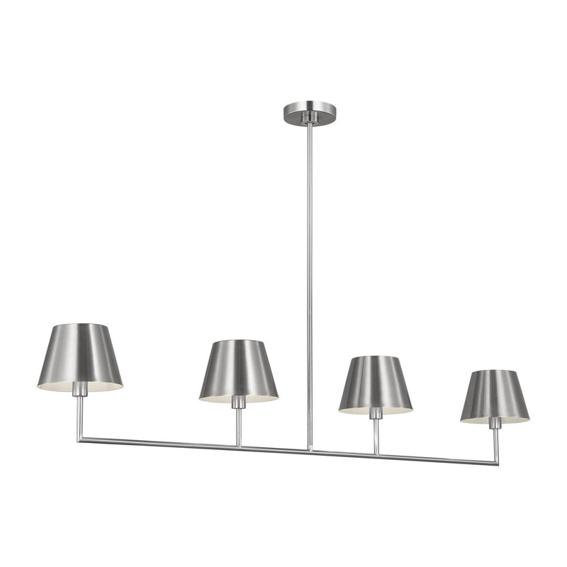 Visual Comfort Studio DJC1274BS Four Light Linear Chandelier, Brushed Nickel