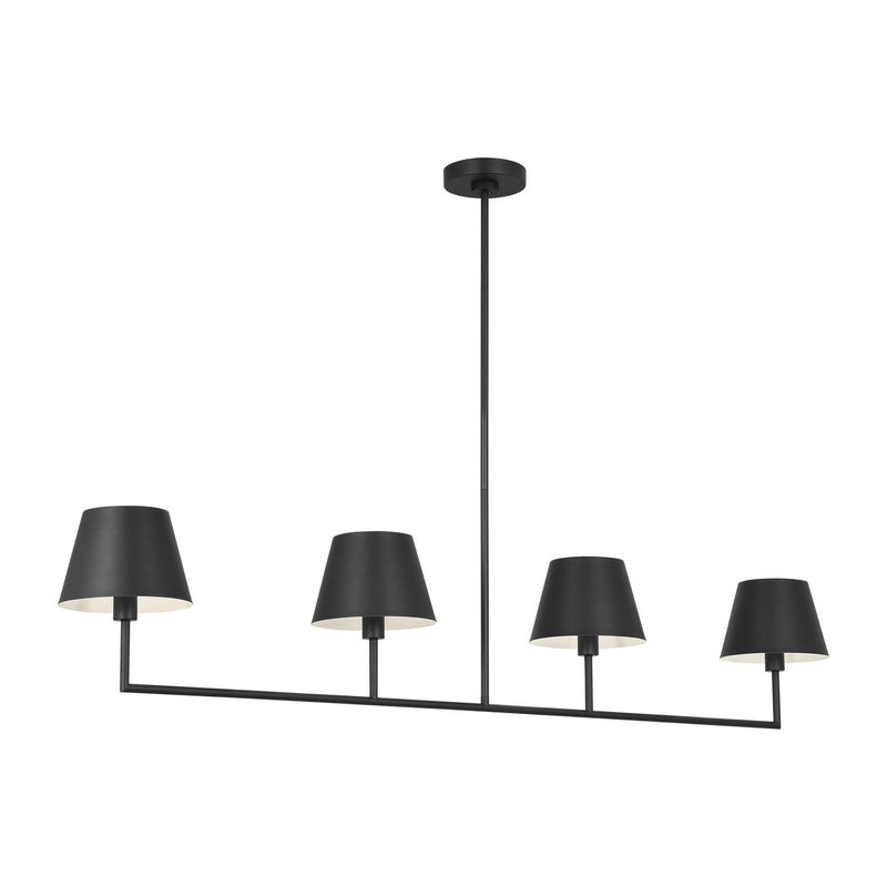 Visual Comfort Studio DJC1274MBK Four Light Linear Chandelier, Midnight Black