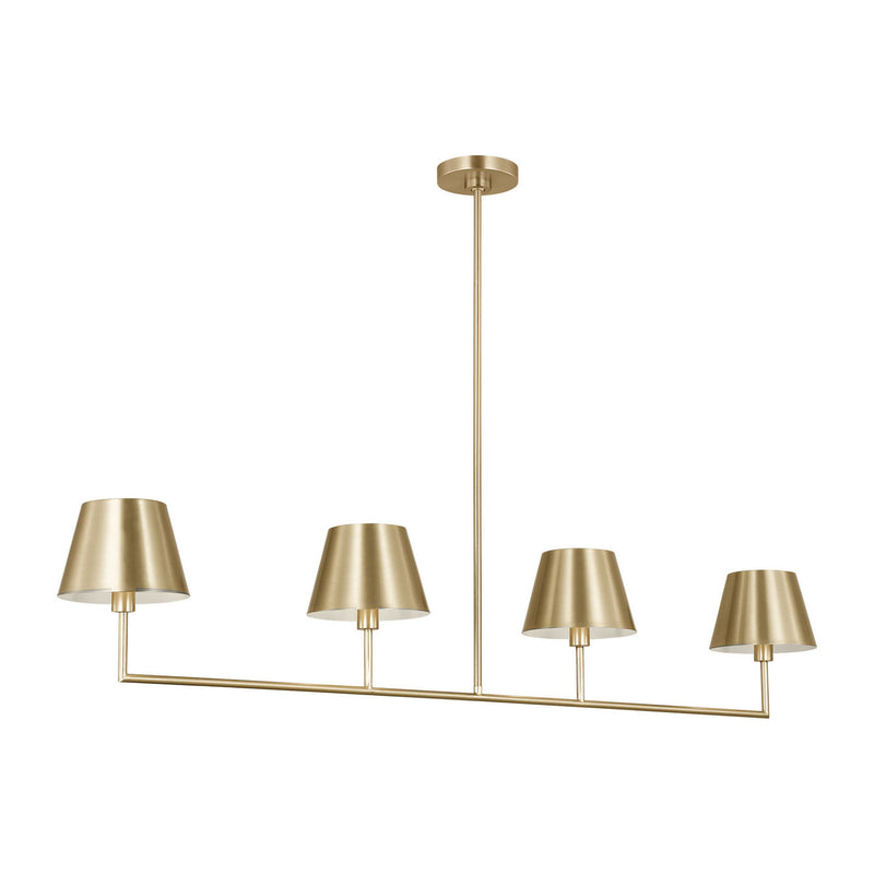 Visual Comfort Studio DJC1274SB Four Light Linear Chandelier, Satin Brass