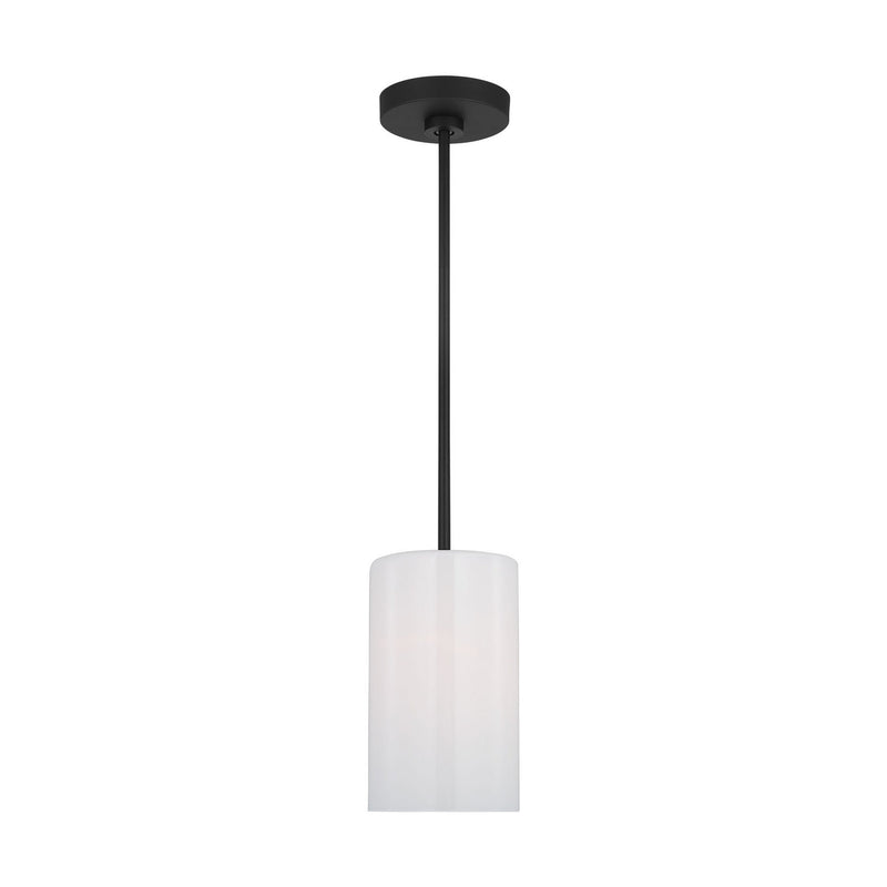 Generation Lighting GLP1001EN3/MBK One Light Mini Pendant, Midnight Black