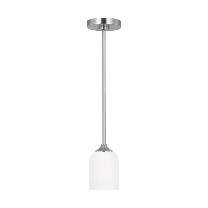 Generation Lighting GLP1021EN3/BS One Light Mini Pendant, Brushed Steel
