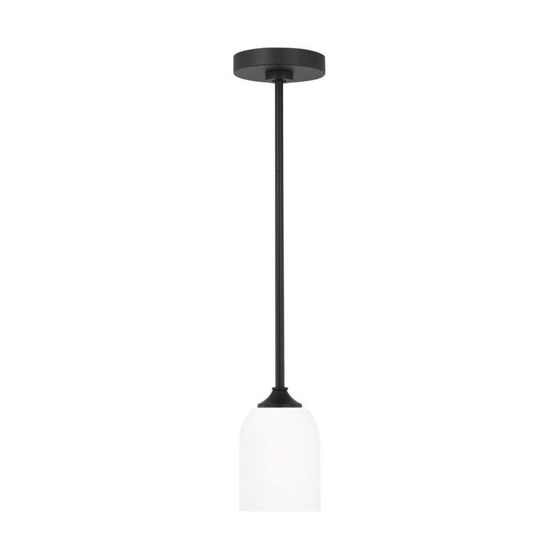 Generation Lighting GLP1021EN3/MBK One Light Mini Pendant, Midnight Black