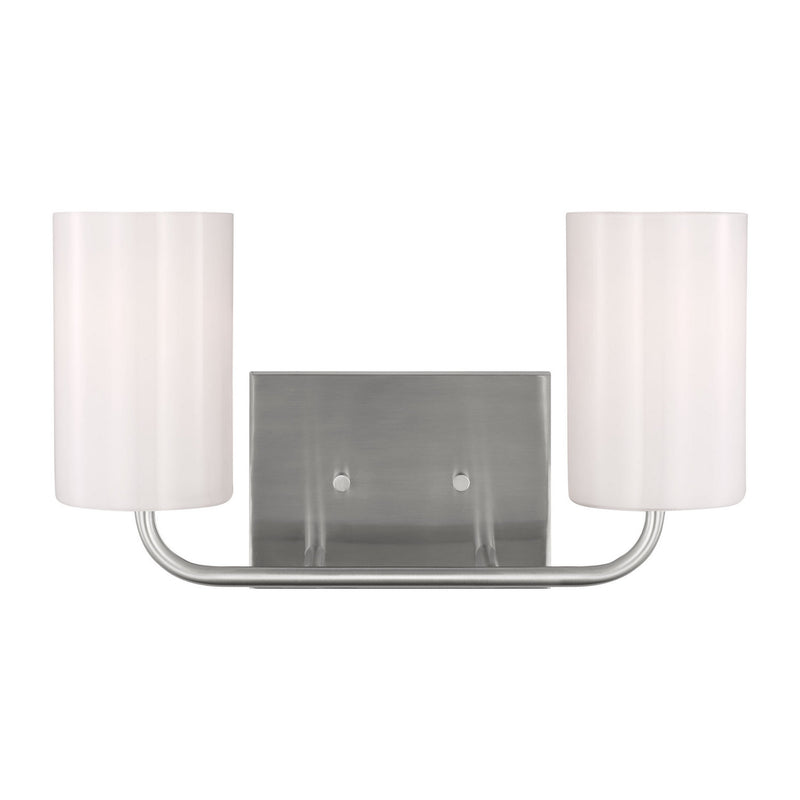 Generation Lighting GLV1002EN3/BS Two Light Vanity, Brushed Steel