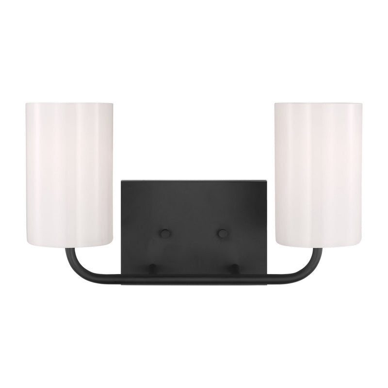 Generation Lighting GLV1002EN3/MBK Two Light Vanity, Midnight Black
