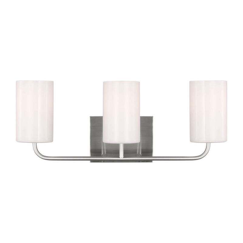 Generation Lighting GLV1003EN3/BS Three Light Vanity, Brushed Steel