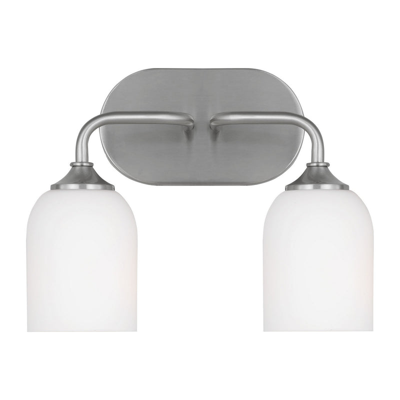 Generation Lighting GLV1022EN3/BS Two Light Vanity, Brushed Steel