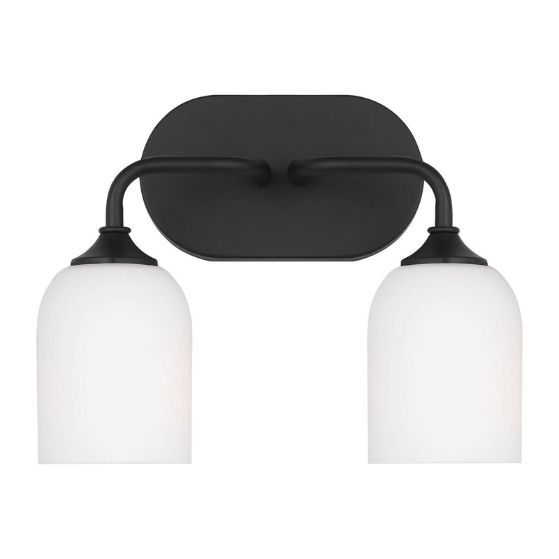 Generation Lighting GLV1022EN3/MBK Two Light Vanity, Midnight Black
