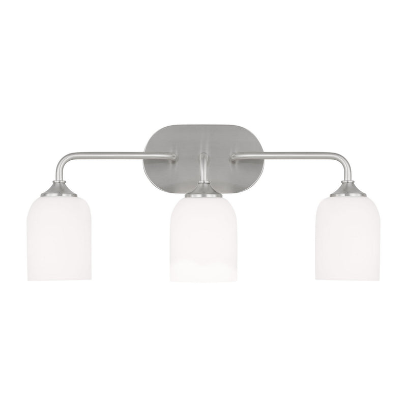 Generation Lighting GLV1023EN3/BS Three Light Vanity, Brushed Steel