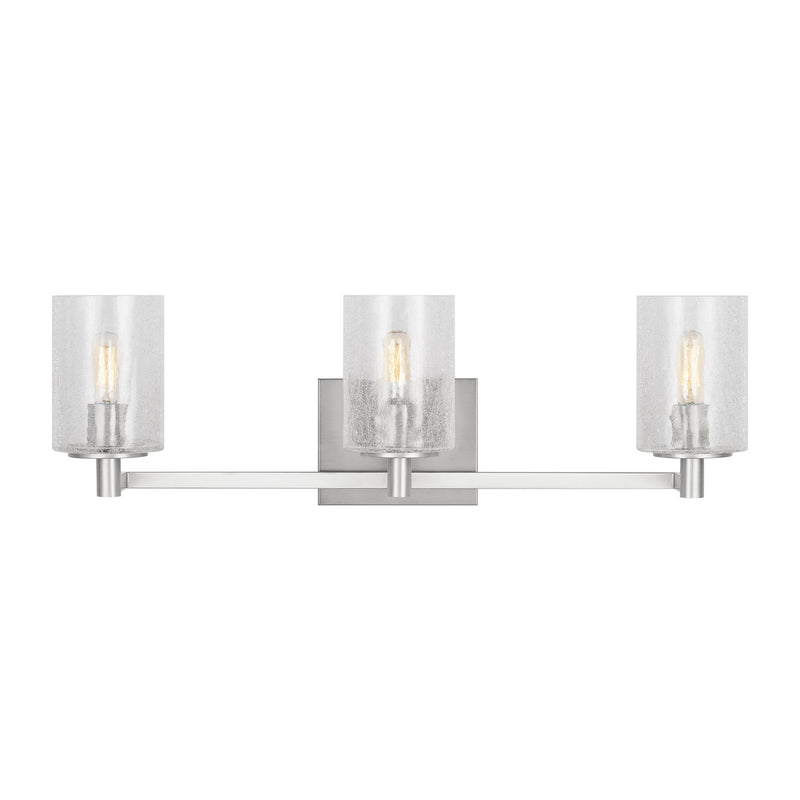 Generation Lighting GLV1033EN/BS Three Light Wall / Bath, Brushed Steel