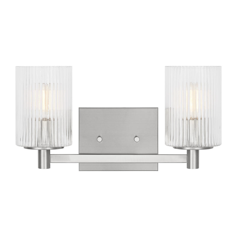 Generation Lighting GLV1042EN/BS Two Light Wall / Bath, Brushed Steel