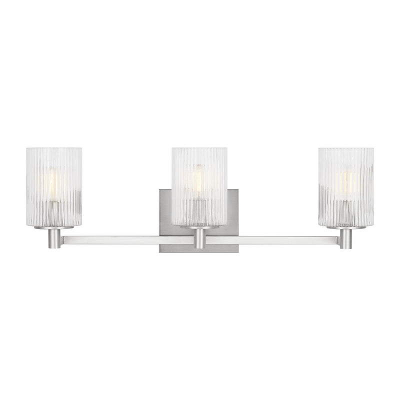 Generation Lighting GLV1043EN/BS Three Light Wall / Bath, Brushed Steel