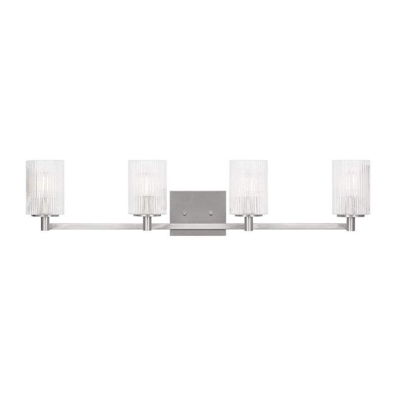 Generation Lighting GLV1044EN/BS Four Light Wall / Bath, Brushed Steel