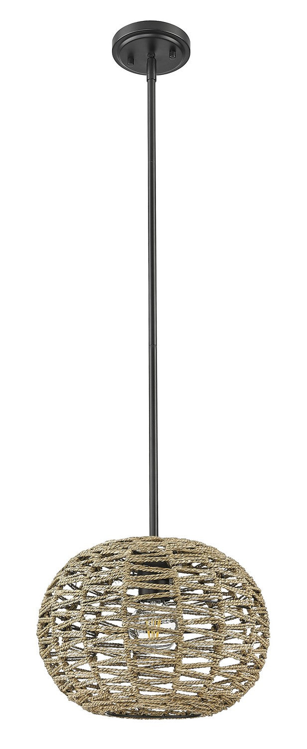 Acclaim Lighting IN20005BK One Light Pendant, Black Metal with Natural Seagrass