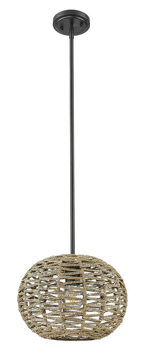 Acclaim Lighting IN20005BK One Light Pendant, Black Metal with Natural Seagrass