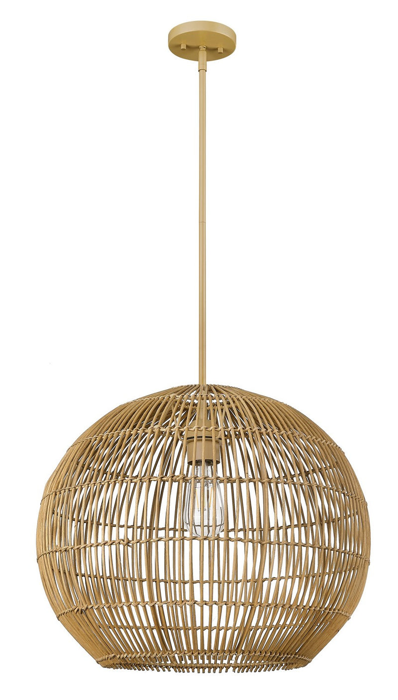 Acclaim Lighting IN20006WK One Light Pendant, Tan Metal with Camel Rattan
