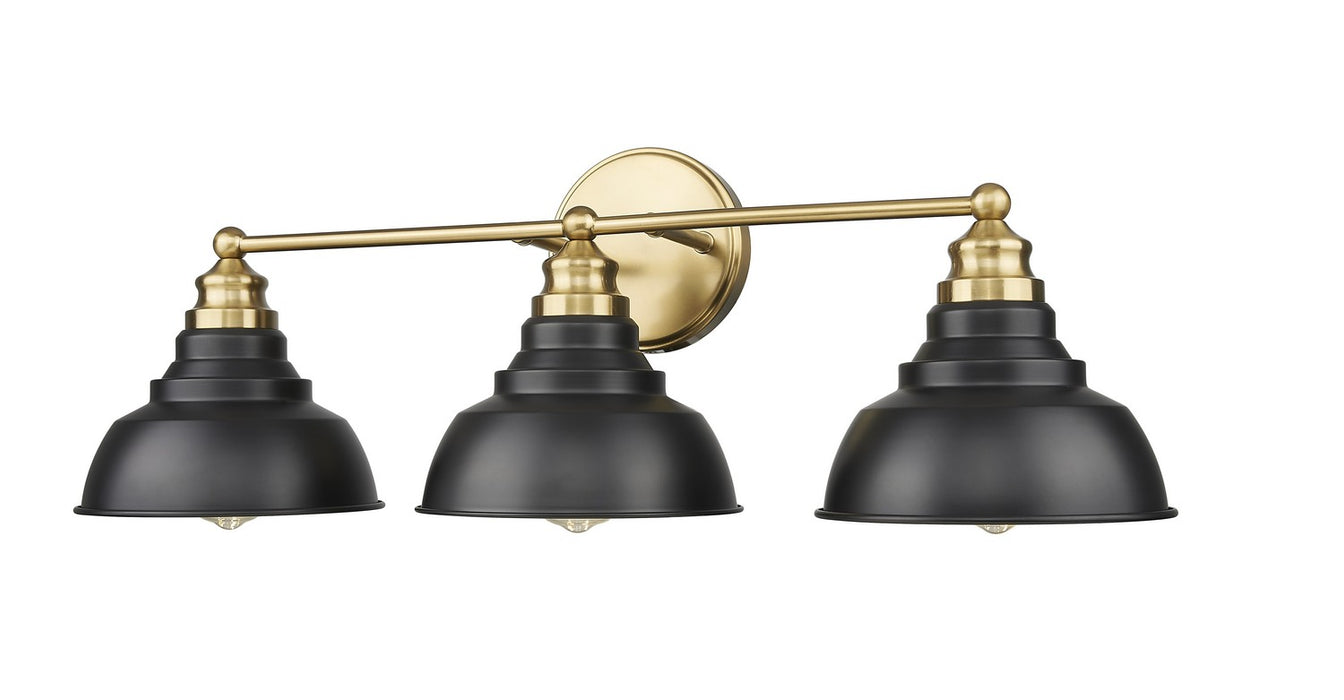 Acclaim Lighting IN40028BK Three Light Vanity, Matte Black and Brass