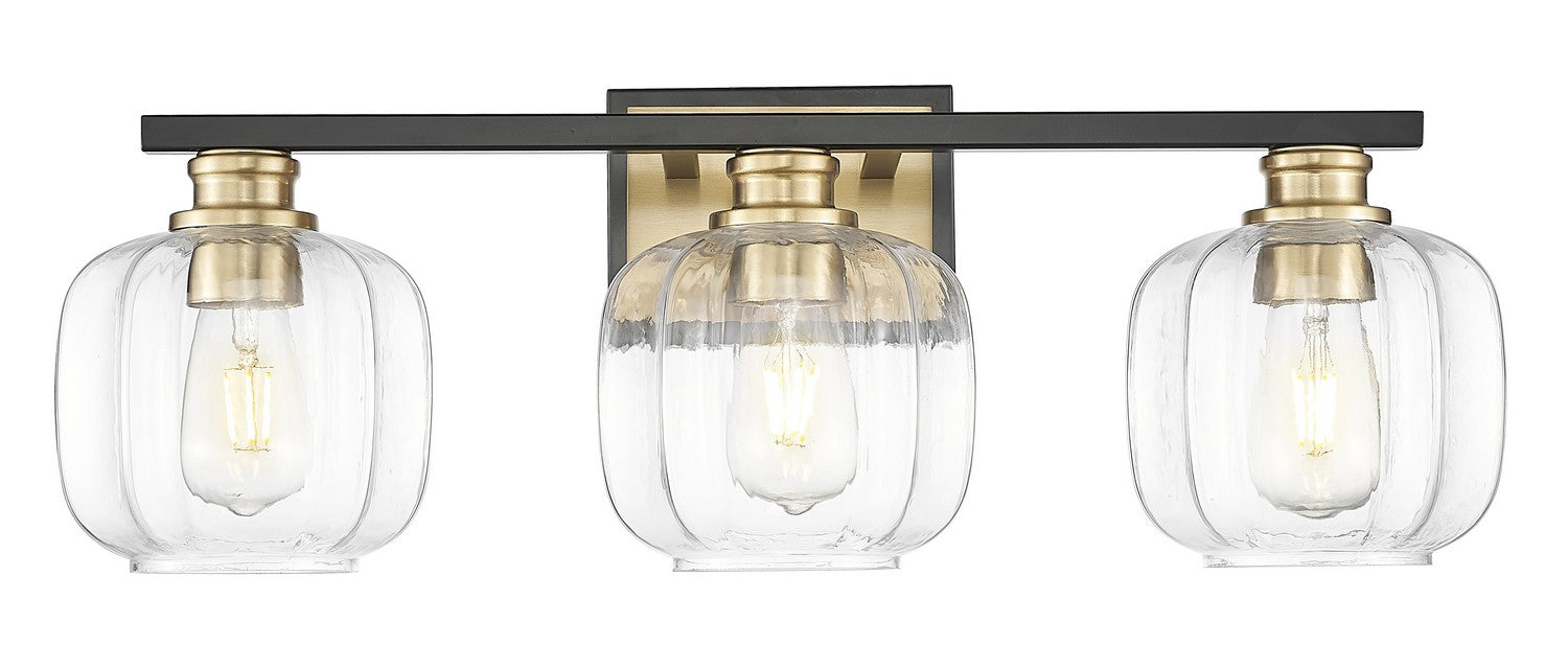 Acclaim Lighting IN40032BK Three Light Vanity, Matte Black and Brass