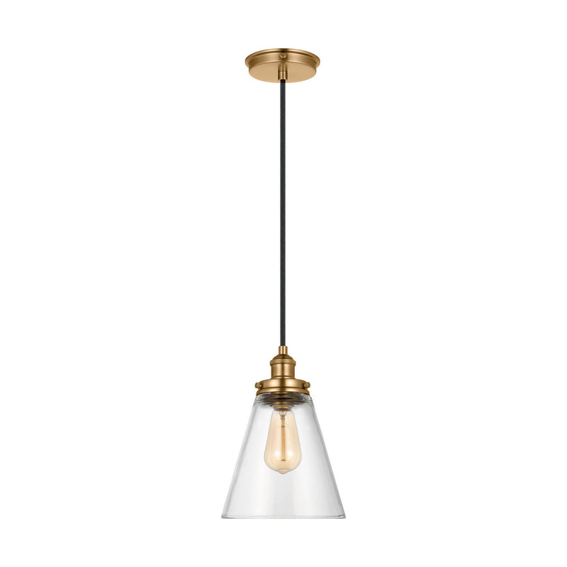 Visual Comfort Studio P1347SB One Light Pendant, Satin Brass