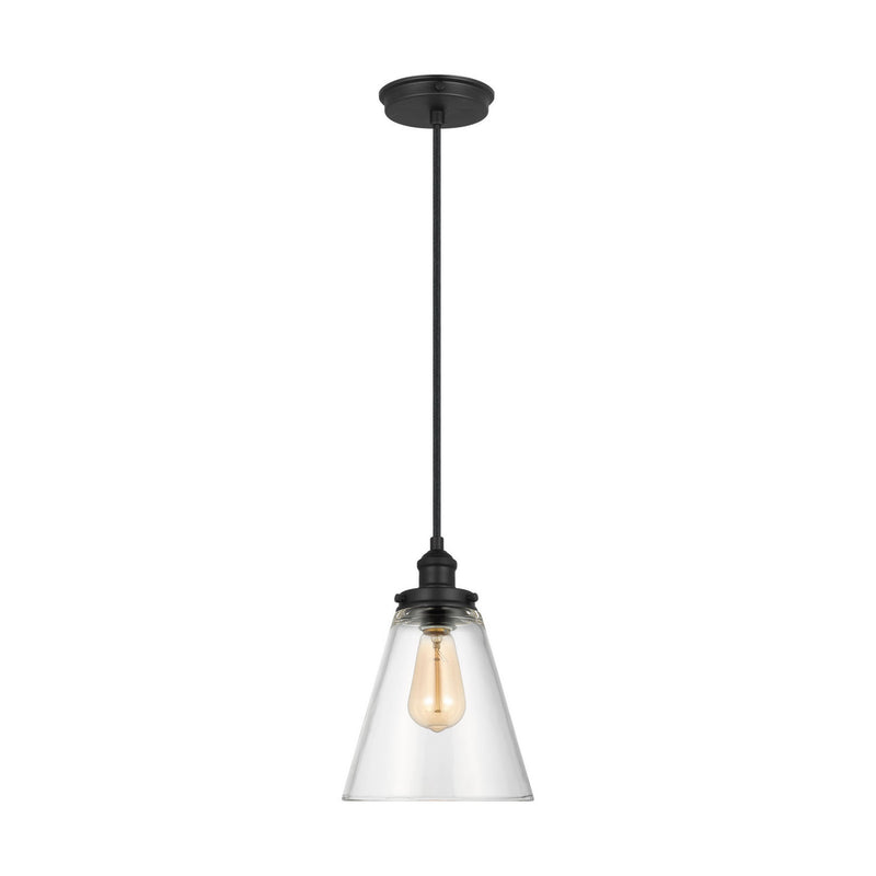 Visual Comfort Studio P1347MBK One Light Pendant, Midnight Black