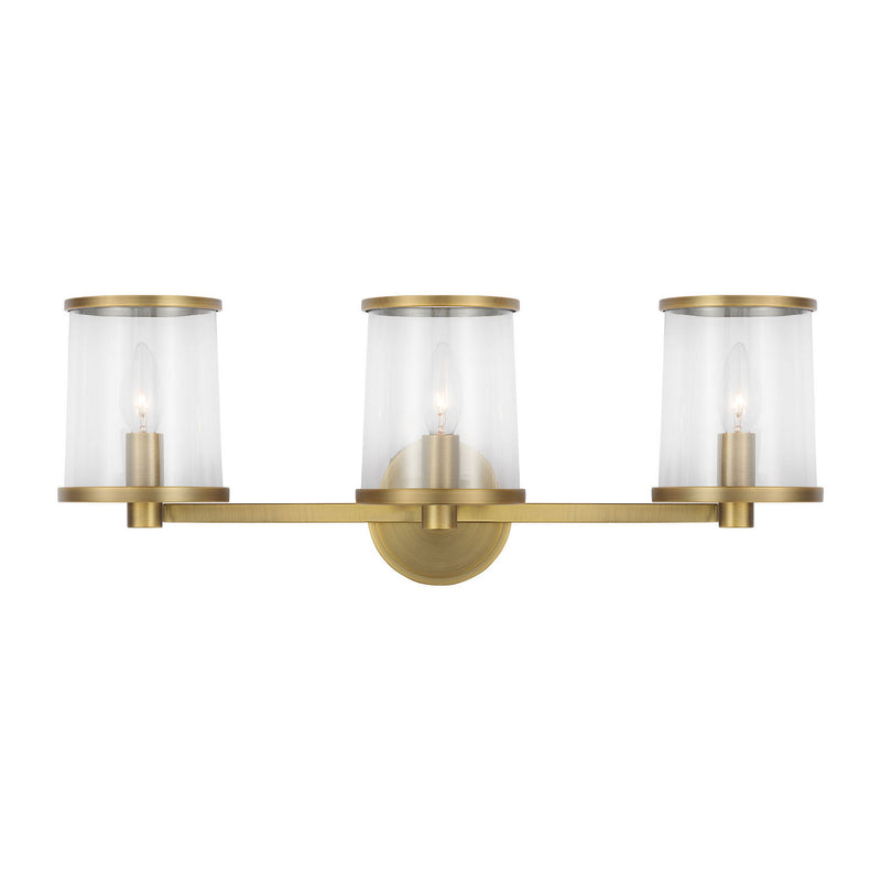 Visual Comfort Studio LV1083TWB Three Light Vanity, Time Worn Brass