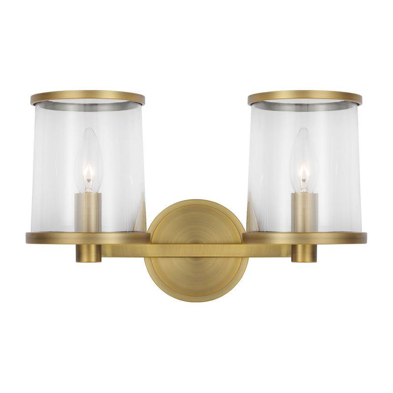 Visual Comfort Studio LV1082TWB Two Light Vanity, Time Worn Brass