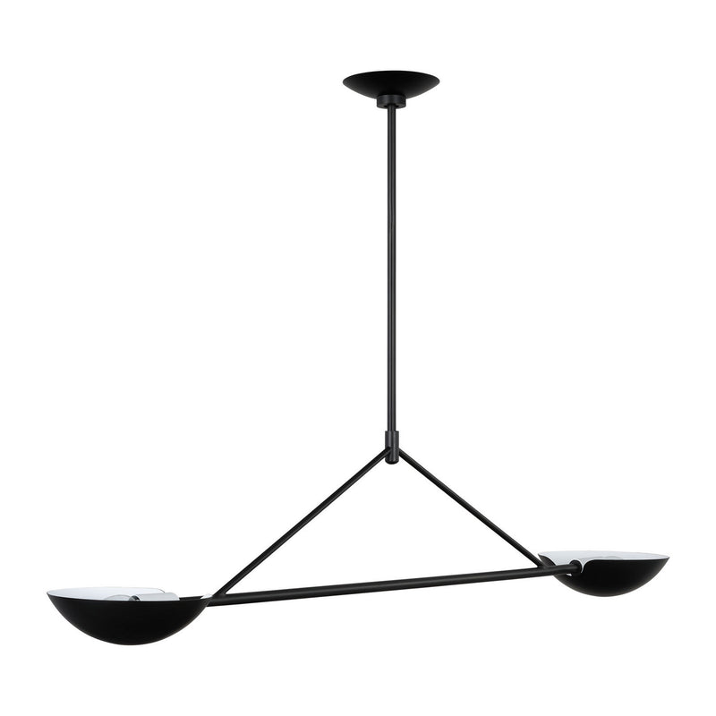 Visual Comfort Studio EC1292AI Two Light Linear Chandelier, Aged Iron