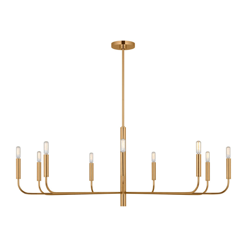 Visual Comfort Studio EC1319BBS Nine Light Chandelier, Burnished Brass
