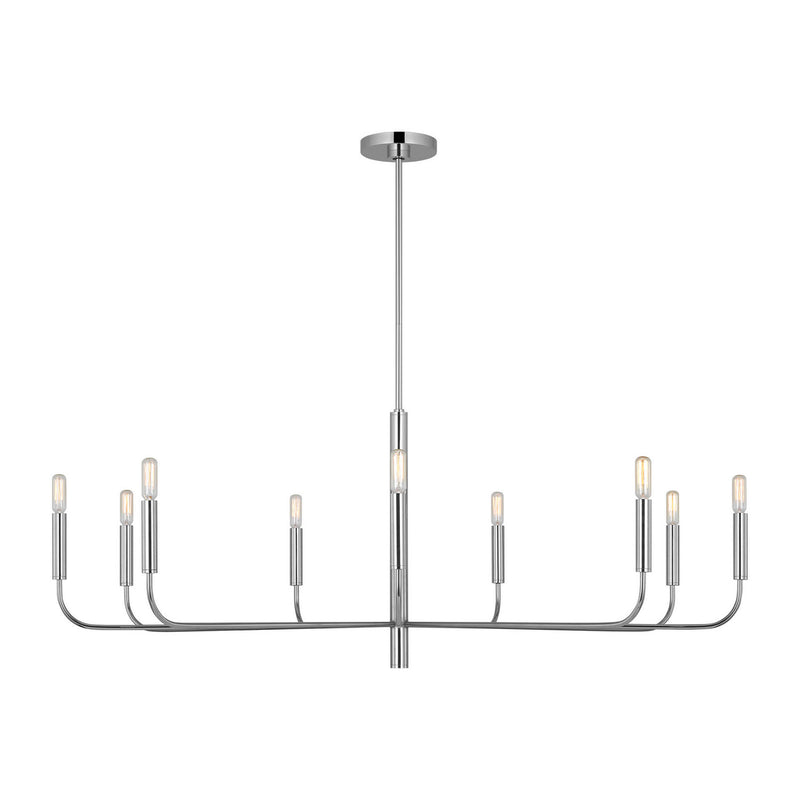 Visual Comfort Studio EC1319PN Nine Light Chandelier, Polished Nickel