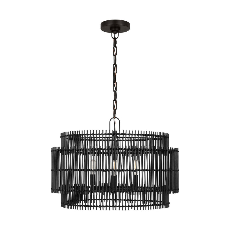 Visual Comfort Studio EP1394AI Four Light Pendant, Aged Iron